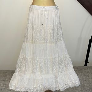 White Lace Tiered Skirt